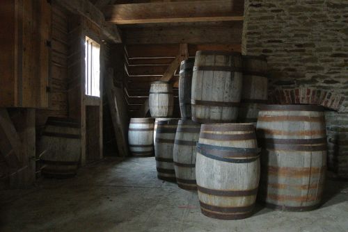 old oak barrels
