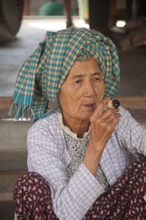 old woman smoking