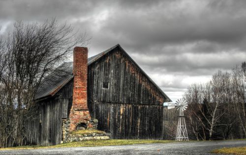 old barn old clouds