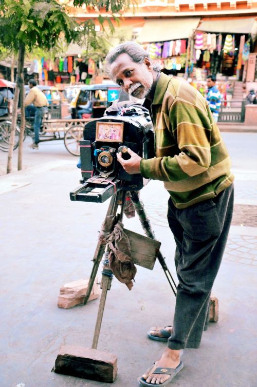 old camera man jaipur old man