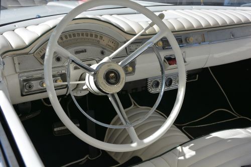 old car dashboard steering wheel