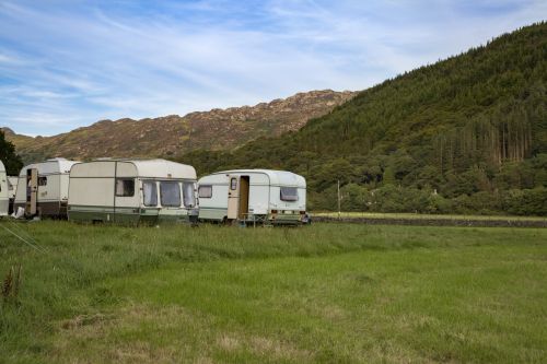 Old Caravan Parked In A Campsite