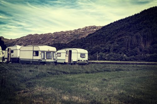 Old Caravan Parked In A Campsite