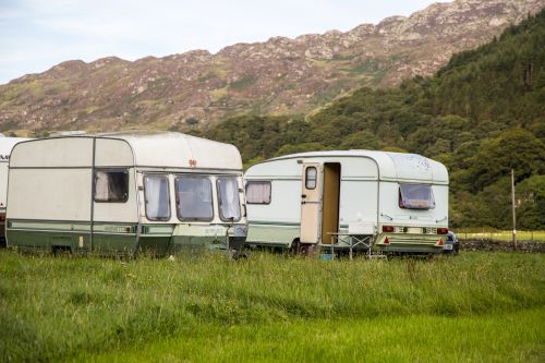 Old Caravan Parked In A Campsite