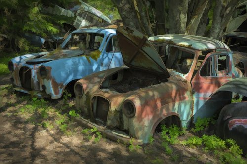 old cars  rusty cars  ghost car rally