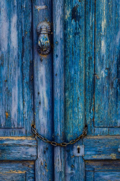 old door wooden blue