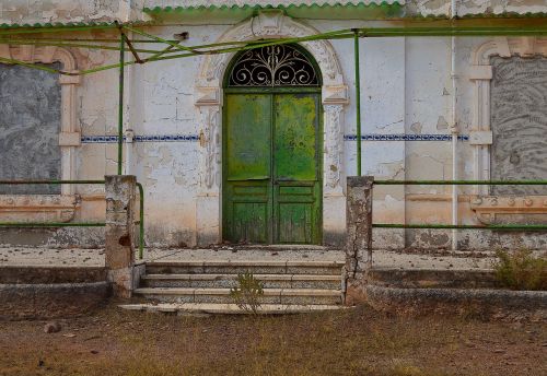 old door green door old
