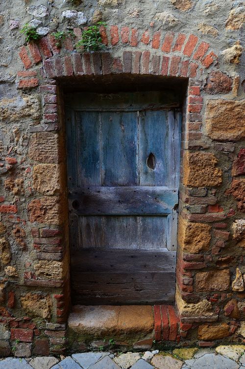 old door door stone wall