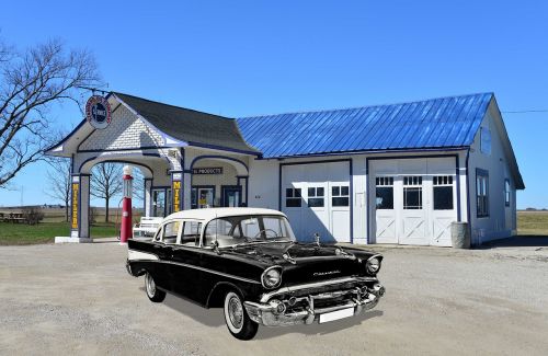 old gas station chevrolet old