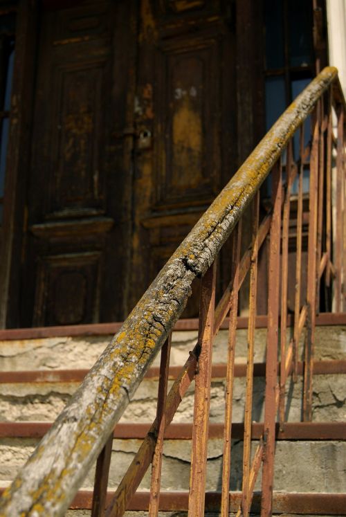 old house wooden handrail stairs