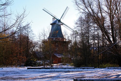 old mill  winter  landscape