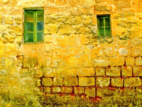 old wall old windows background