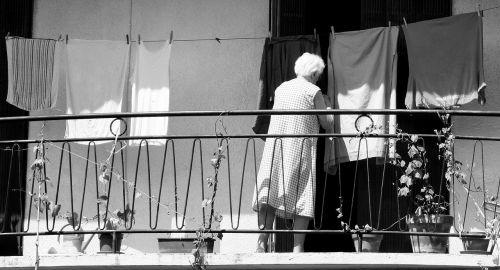 old woman laundry housework