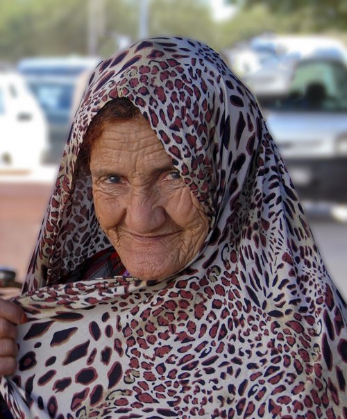 old woman  veiled  woman