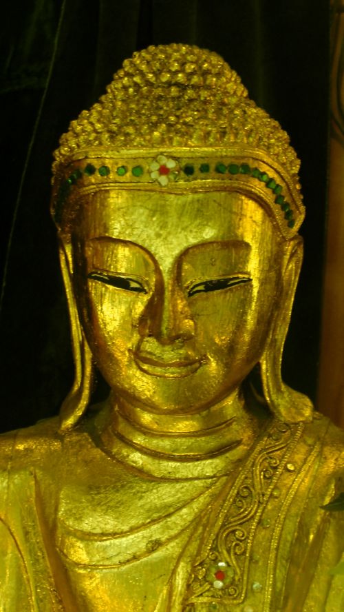 Olive Buddha Statuette Figurine