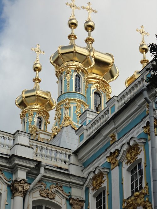 onion domes  catherine palace  st petersburg