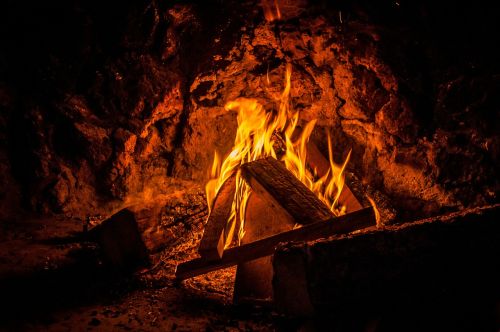open fire fire wood