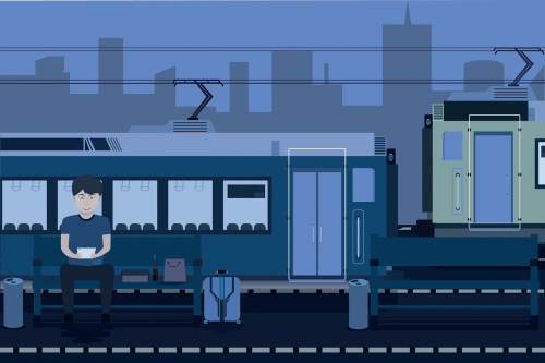 openclipart train station flat design