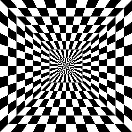 optical illusion chessboard tunnel