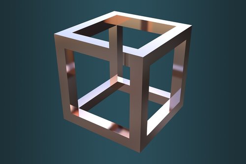 optical illusion  cube  escher