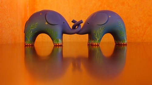 orange blue elephants