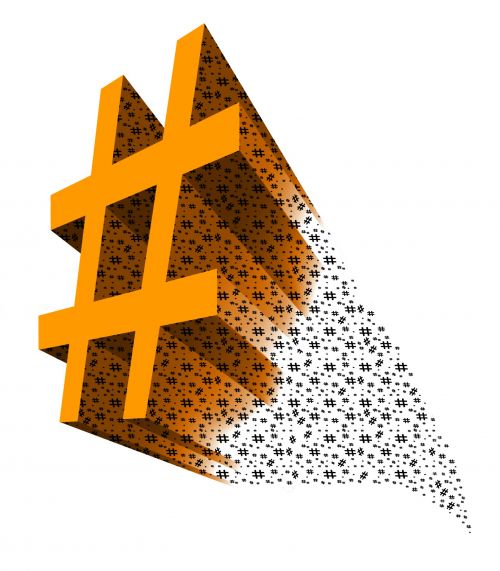 Orange 3D Hashtag Symbol