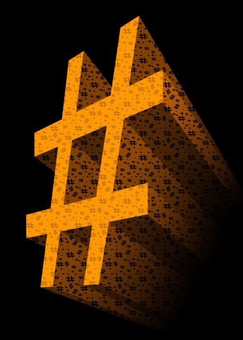 Orange 3D Hashtag Symbol