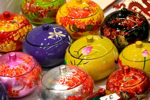 oriental fair thailand vases coloured