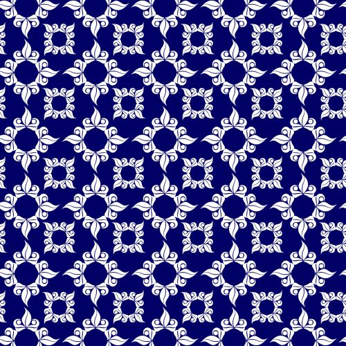 Ornamental Blue, White Background