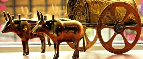 ornamental oxen cart metal india