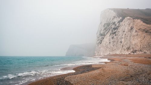 overcast shore sea