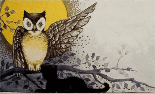 owl vintage old card