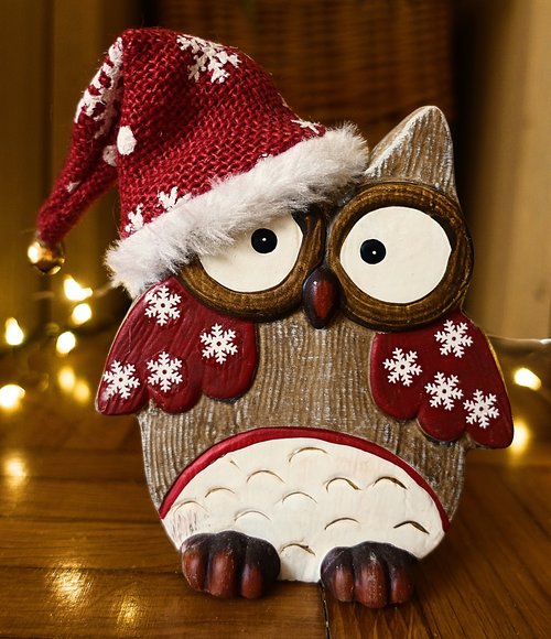 owl  christmas  wood