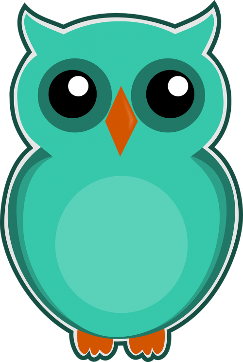owl blue green