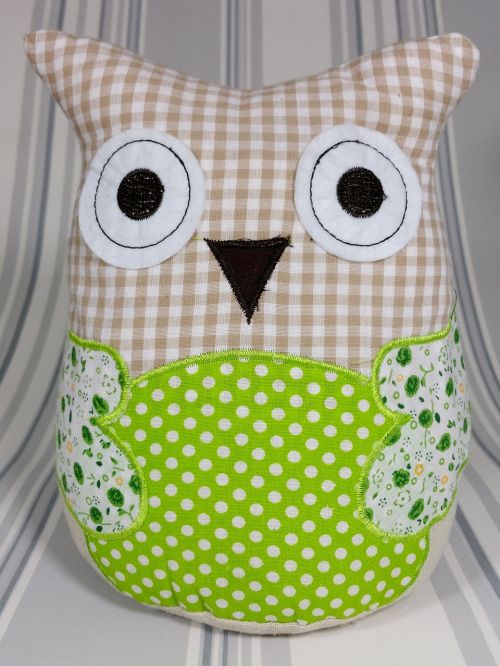 owl patchwork green