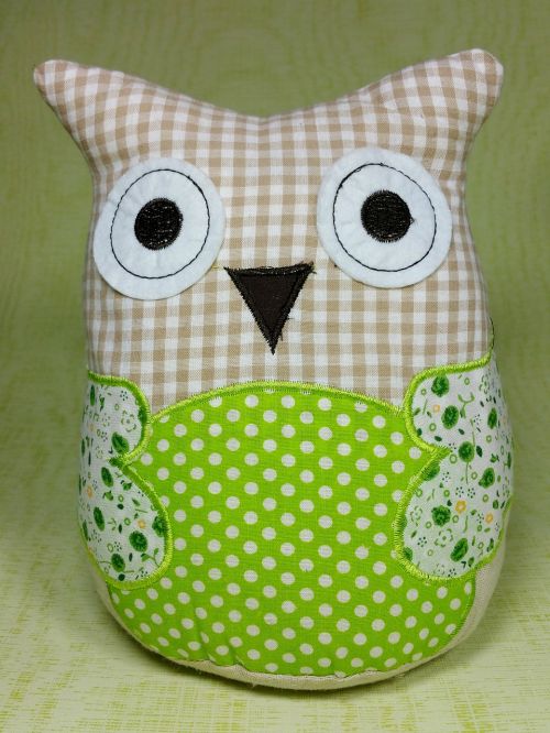 owl patchwork green