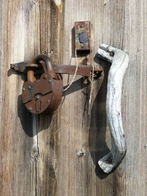 padlock old wood