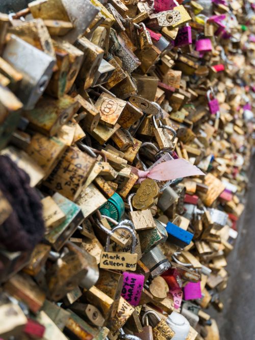 Padlocks On Bridge