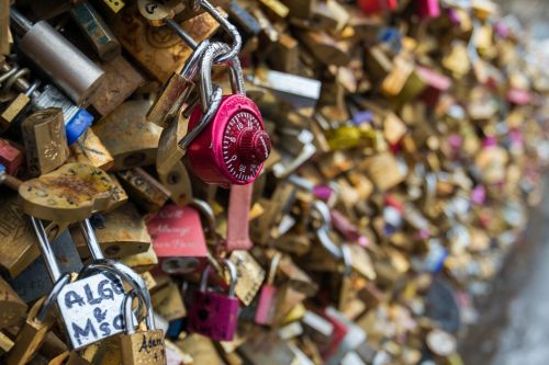 Padlocks On Bridge