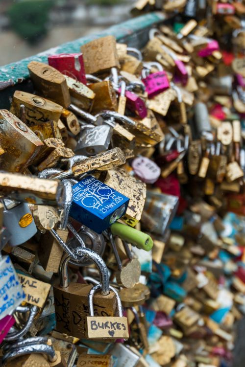 Padlocks On Bridge