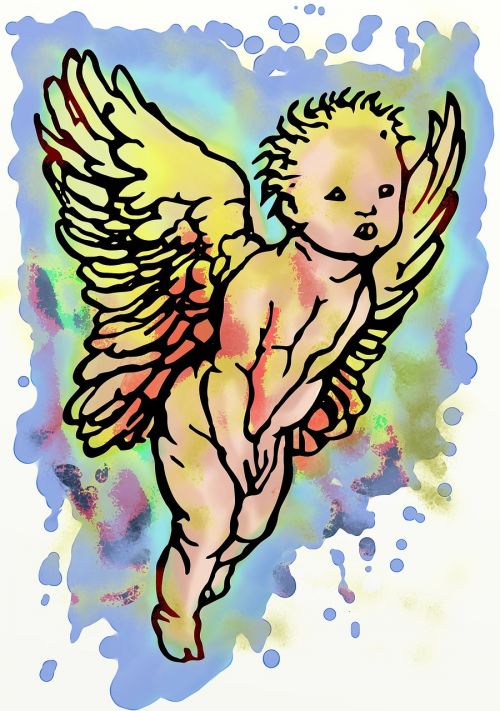 painted artistic cherub