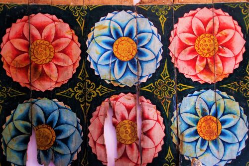 painted wooden flower