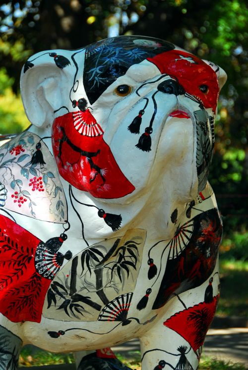 Painted Bulldog Sculpture