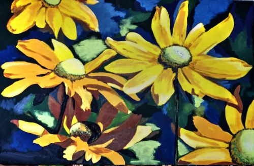 painted daisies acrylic paint brush strokes