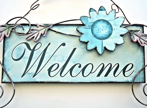 painted door sign welcome metalic art