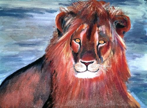 painted lion acrylic paint canvas