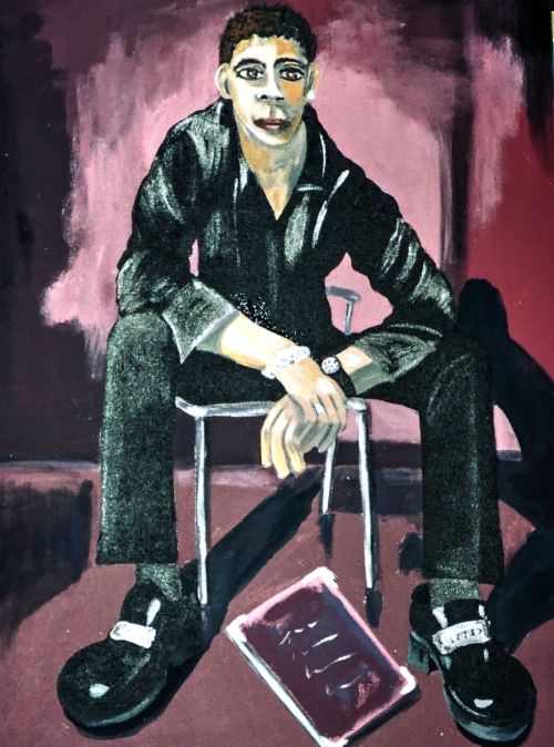 painted man acrylic paint canvas