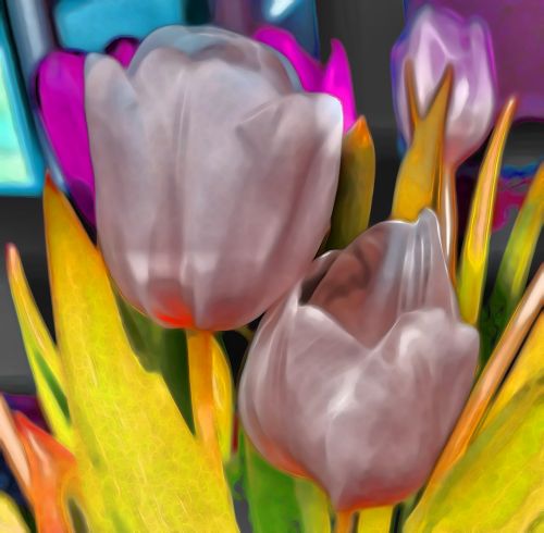 Painted Pink Tulips