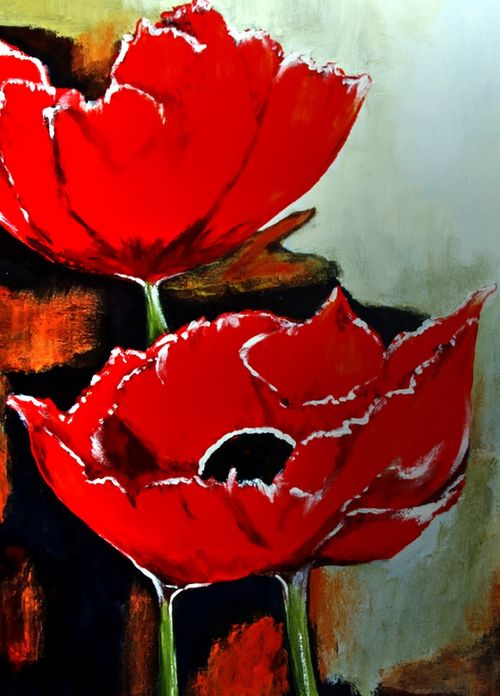 painted poppies acrylic paint canvas