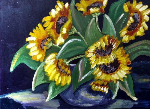 painted sunflower acrylic paint canvas